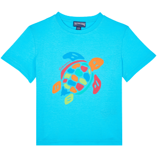 Picture of Boys Others Printed - Boys Organic Cotton T-shirt Tortue Multicolore, Azure front view Picture of Boys Others Printed - Boys Organic Cotton T-shirt Tortue Multicolore, Azure front view