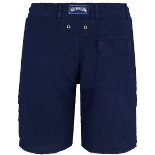 Men Others Solid - Men straight Linen Bermuda Shorts Solid, Navy back Men Others Solid - Men straight Linen Bermuda Shorts Solid, Navy back