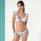 Women Classic brief Printed - Women Bikini Bottom Mini Brief to be tied Mandala Cherry Blossom, Sea blue frontworn Women Classic brief Printed - Women Bikini Bottom Mini Brief to be tied Mandala Cherry Blossom, Sea blue frontworn