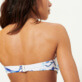 Women Bandeau Printed - Women Bandeau Bikini Top Cherry Blossom, Sea blue back worn view