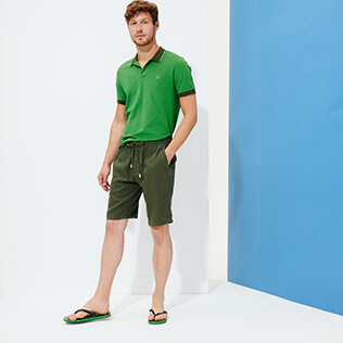 Men Others Solid - Men Linen Bermuda Short Solid, Pepper frontworn Men Others Solid - Men Linen Bermuda Short Solid, Pepper frontworn