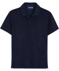 Men Jacquard Polo Solid Navy front view