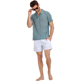 Men Others Solid - Men Linen Jersey Polo Shirt Solid, Heather green blue supp2 Men Others Solid - Men Linen Jersey Polo Shirt Solid, Heather green blue supp2