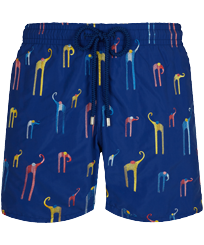 Men Classic Embroidered - Men Swimwear Embroidered Giaco Elephant - Limited Edition, Batik blue front view