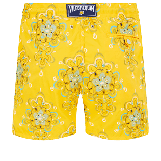 Men Classic Embroidered - Men Swimwear Embroidered Kaleidoscope - Limited Edition, Yellow back view