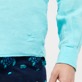 男款 Others 纯色 - 男士纯色亚麻衬衫, Lazulii blue 细节视图4