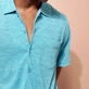 Unisex Linen Jersey Bowling Shirt Solid Heather azure detalles vista 2