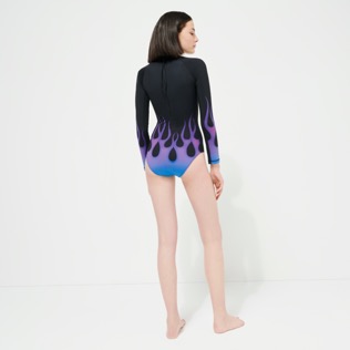 Women One piece Printed - Women Rashguard Long-Sleeves One-piece Swimsuit Hot Rod 360° - Vilebrequin x Sylvie Fleury, Black details view 1