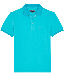 Men Others Solid - Men Terry Polo Shirt Solid, Azure front view