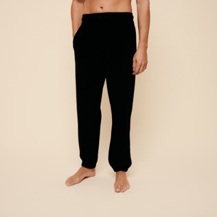Pantalón liso en tejido terry unisex Negro detalles vista 1