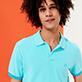Hombre Autros Liso - Polo en piqué de algodón de color liso para hombre, Lazulii blue frontworn Hombre Autros Liso - Polo en piqué de algodón de color liso para hombre, Lazulii blue frontworn