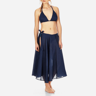 Women Others Solid - Women Cotton Voile Triangle Bra Solid, Navy frontworn Women Others Solid - Women Cotton Voile Triangle Bra Solid, Navy frontworn