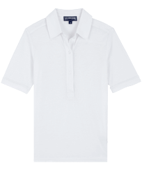 Women Polo Shirt Solid Blanco vista frontal