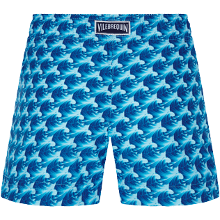 Girls Others Printed - Girls Swim Short Micro Waves, Lazulii blue back view