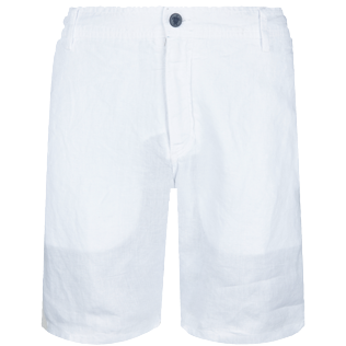 Men Others Solid - Men straight Linen Bermuda Shorts Solid, White front Men Others Solid - Men straight Linen Bermuda Shorts Solid, White front