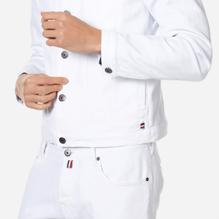 Hombre Autros Liso - Chaqueta de chándal vaquera blanca para hombre, Blanco supp1 Hombre Autros Liso - Chaqueta de chándal vaquera blanca para hombre, Blanco supp1