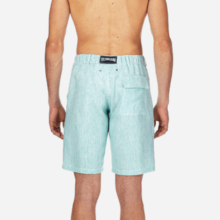Men Shorts Graphic - Men Straight Linen Bermuda Shorts Micro Stripes, Veronese green supp2 Men Shorts Graphic - Men Straight Linen Bermuda Shorts Micro Stripes, Veronese green supp2