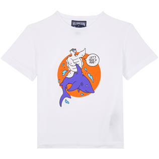 Garçons AUTRES Imprimé - T-shirt en Coton Organique garçon Let's Take A Ride !, Blanc vue de face