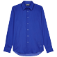 Men Others Solid - Unisex Cotton Voile Light Shirt Solid, Purple blue front view