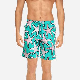 Men Long Printed - Men Stretch Swimtrunks Starfish Art, Veronese green supp1 Men Long Printed - Men Stretch Swimtrunks Starfish Art, Veronese green supp1