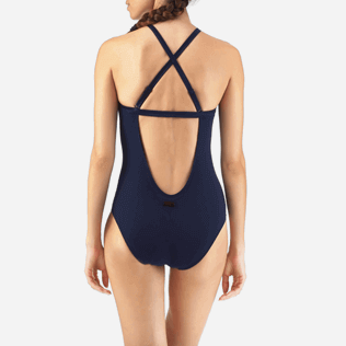 Damen Einteiler Uni - Eleganter Badeanzug, Marineblau supp3 Damen Einteiler Uni - Eleganter Badeanzug, Marineblau supp3