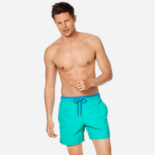 Men Classic Solid - Men Swim Trunks Solid Bicolor, Veronese green frontworn Men Classic Solid - Men Swim Trunks Solid Bicolor, Veronese green frontworn