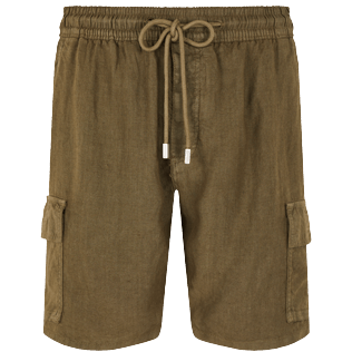 Men Others Solid - Men Linen Bermuda Shorts Natural Dye, Scrub front view