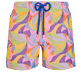 Men Classic Embroidered - Men Swim Trunks Embroidered 1984 Invisible Fish - Limited Edition, Pink polka front view