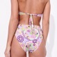 Damen High Waist Bedruckt - Rainbow Flowers Bikinihose mit hohem Bund für Damen, Cyclamen Rückansicht getragen