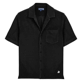 Men Others Solid - Unisex Terry Jacquard Bowling Shirt, Black front view