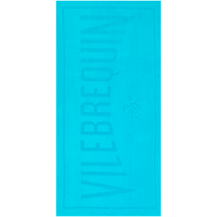 Solid Organic Cotton Beach Towel Ming blue front view