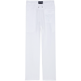 Mujer Autros Liso - Pantalón de lino liso para mujer, Blanco back Mujer Autros Liso - Pantalón de lino liso para mujer, Blanco back