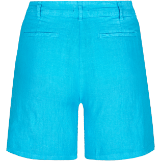 Mujer Autros Liso - Bermudas cortas en lino de color liso para mujer, Hawaii blue back Mujer Autros Liso - Bermudas cortas en lino de color liso para mujer, Hawaii blue back