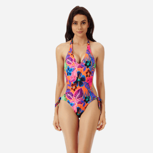 Women Trikini Printed - Women trikini one piece swimsuit Porto Rico, Bright orange frontworn Women Trikini Printed - Women trikini one piece swimsuit Porto Rico, Bright orange frontworn