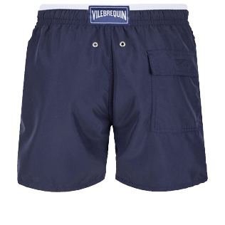 Men Classic Solid - Men Swim Trunks Bicolor Solid, Navy back Men Classic Solid - Men Swim Trunks Bicolor Solid, Navy back