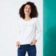 Women Others Solid - Women Cotton Rhinestone Sweatshirt, Off white details view 3