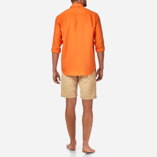 Men Others Solid - Men Linen Shirt Solid, Papaya backworn Men Others Solid - Men Linen Shirt Solid, Papaya backworn