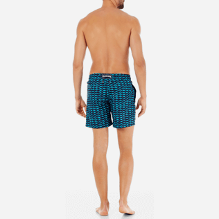 Hombre Corte Clásico Estampado - Bañador con estampado Poissons Hamac, Celeste backworn Hombre Corte Clásico Estampado - Bañador con estampado Poissons Hamac, Celeste backworn