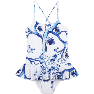 Filles AUTRES Imprimé - Maillot de bain fille Une Pièce Cherry Blossom , Bleu de mer vue de face