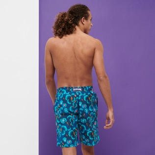 Men Long classic Printed - Men Swim Trunks Long Golden Carps - Web Exclusive, Navy back worn view