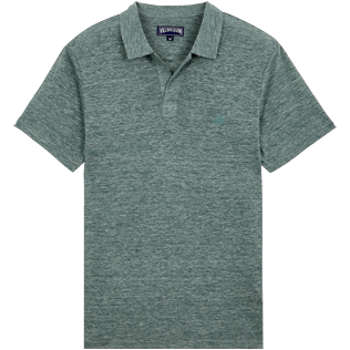 Men Others Solid - Men Linen Jersey Polo Shirt Solid, Heather green blue front Men Others Solid - Men Linen Jersey Polo Shirt Solid, Heather green blue front