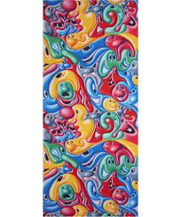 Toalla de playa con estampado Faces In Places unisex - Vilebrequin x Kenny Scharf Multicolores vista frontal