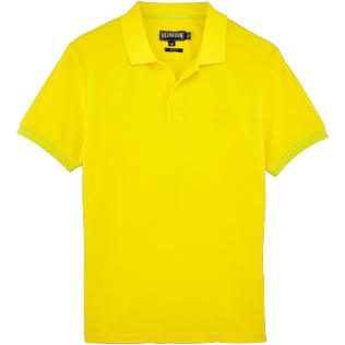 Hombre Autros Liso - Polo de piqué de algodón liso para hombre, Limon front Hombre Autros Liso - Polo de piqué de algodón liso para hombre, Limon front