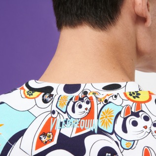 Herren Andere Bedruckt - Maneki-neko T-Shirt aus Baumwolle für Herren, Weiss Details Ansicht 1