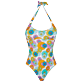 Women One piece Printed - Women Swimsuit Marguerites, White front view
