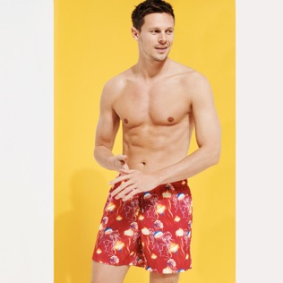 Men Others Printed - Men Ultra-light and packable Swim Trunks Neo Medusa, Burgundy front worn view