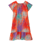 Filles AUTRES Imprimé - Robe fille en coton Plumes, Goyave vue de face Filles AUTRES Imprimé - Robe fille en coton Plumes, Goyave vue de face
