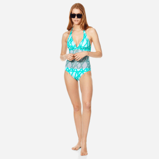 Women One piece Graphic - Women One Piece Swimsuit Halter Ribbon Bicolor, Veronese green supp2 Women One piece Graphic - Women One Piece Swimsuit Halter Ribbon Bicolor, Veronese green supp2