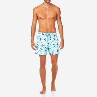 Men Classic / Moorea Embroidered - Danse du Feu All Over Embroidered Swim shorts, Lagoon frontworn Men Classic / Moorea Embroidered - Danse du Feu All Over Embroidered Swim shorts, Lagoon frontworn