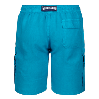 Hombre Autros Liso - Bermudas tipo cargo en lino de color liso para hombre, Seychelles back Hombre Autros Liso - Bermudas tipo cargo en lino de color liso para hombre, Seychelles back